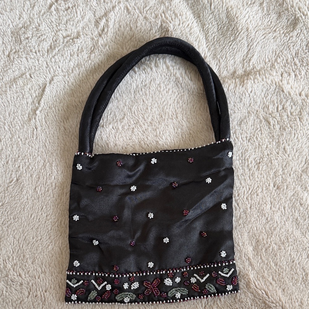 Elegant Black Beaded Handbag